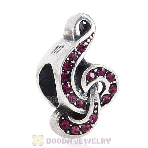 Sterling Silver Sweet Music Beads with Amethyst Austrian Crystal