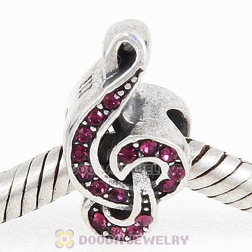 Sterling Silver Sweet Music Beads with Amethyst Austrian Crystal