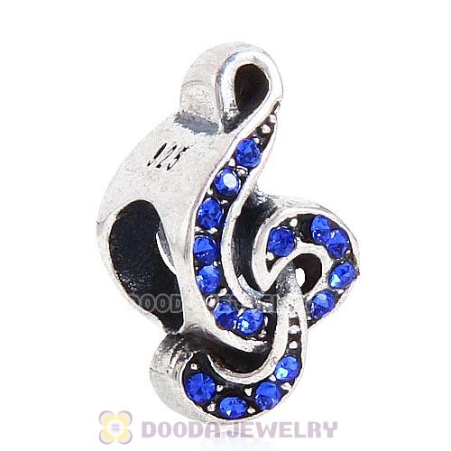 Sterling Silver Sweet Music Beads with Sapphire Austrian Crystal