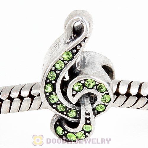 Sterling Silver Sweet Music Beads with Peridot Austrian Crystal