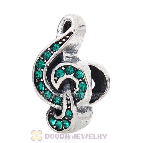 Sterling Silver Sweet Music Beads with Emerald Austrian Crystal