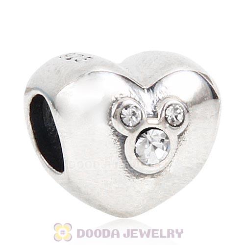2015 Sterling Silver Heart of Mickey Charm with Clear Austrian Crystal