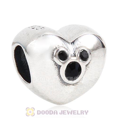 2015 Sterling Silver Heart of Mickey Charm with Jet Austrian Crystal
