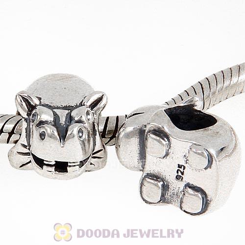 Antique Sterling Silver Hippopotamus Beads European Style