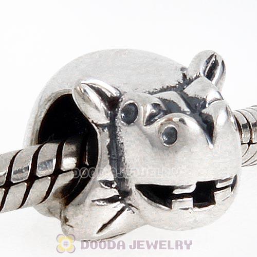 Antique Sterling Silver Hippopotamus Beads European Style