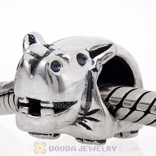 Antique Sterling Silver Hippopotamus Beads European Style