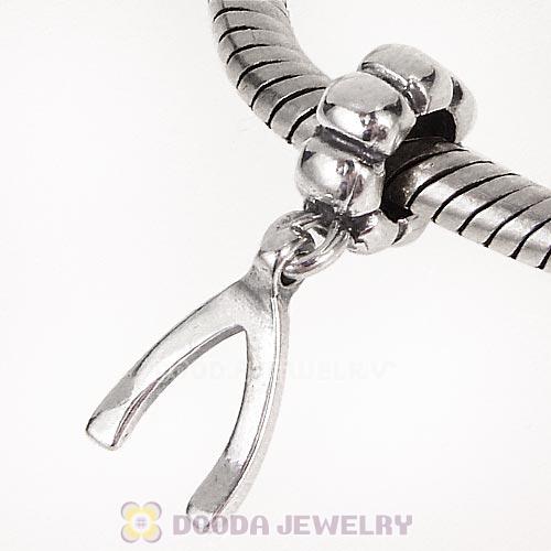 European Style Antique Sterling Silver Dangle Wishbone Charm Beads
