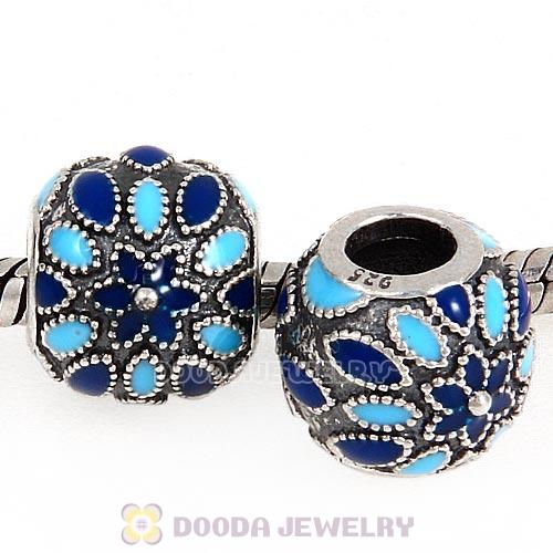 Sterling Silver Cathedral with Rose Blue Enamel Charm Beads