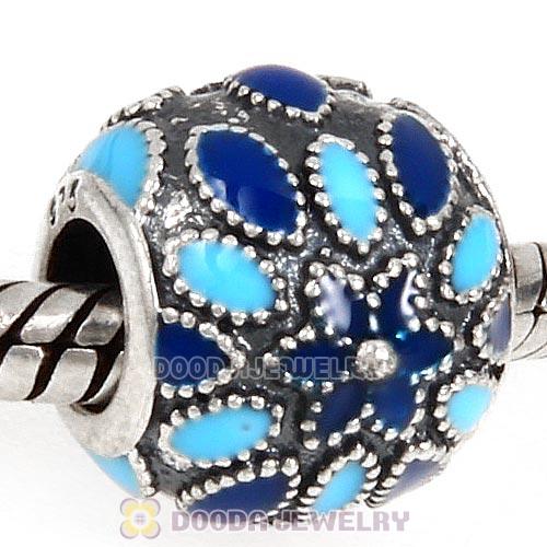 Sterling Silver Cathedral with Rose Blue Enamel Charm Beads