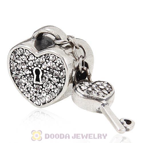 Sterling Silver Locks of Love Charm with Clear Austrian Crystal