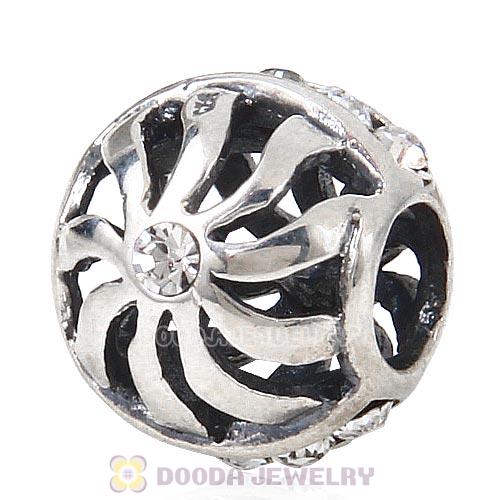 Sterling Silver Blaze Charm Beads with Clear Austrian Crystal Wholesale