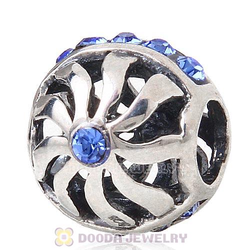 Sterling Silver Blaze Charm Beads with Amethyst Austrian Crystal Wholesale