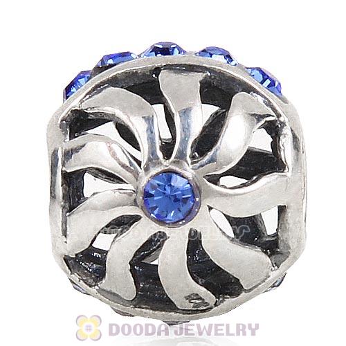 Sterling Silver Blaze Charm Beads with Amethyst Austrian Crystal Wholesale