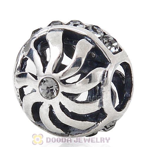 Sterling Silver Blaze Charm Beads with Black Diamond Austrian Crystal Wholesale