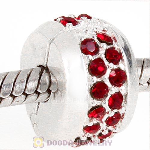 Sterling Silver Clip Beads with Siam Austrian Crystal European Style