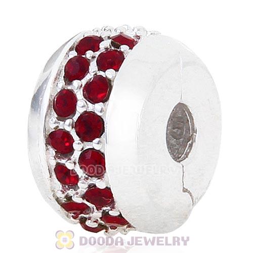 Sterling Silver Clip Beads with Siam Austrian Crystal European Style