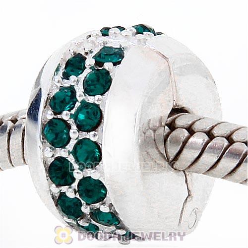 Sterling Silver Clip Beads with Emerald Austrian Crystal European Style
