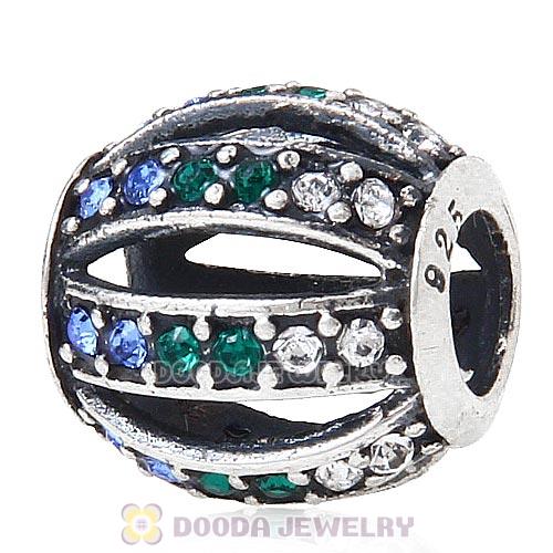 European Sterling Silver Leading Lady with Clear Emerald Sapphire Austrian Crystal Charm