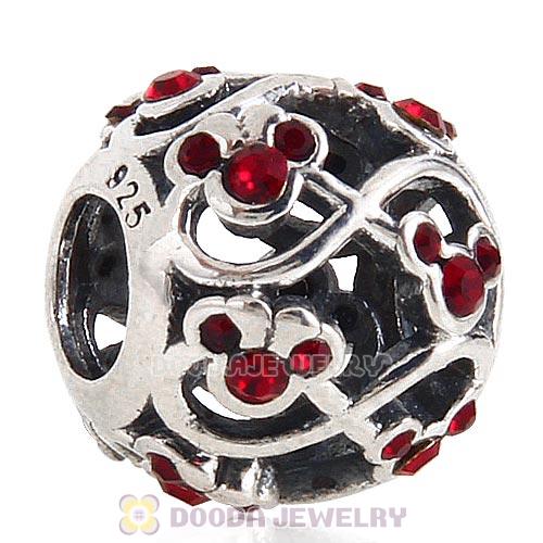 2015 Sterling Silver Minnie and Mickey Infinity Charm with Siam Austrian Crystal