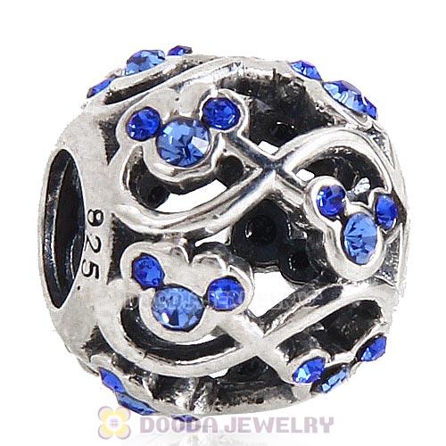2015 Sterling Silver Minnie and Mickey Infinity Charm with Sapphire Austrian Crystal