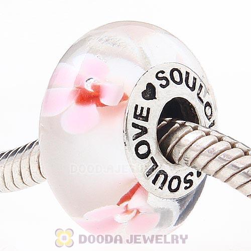 High Grade SOULOVE Flower Glass Beads 925 Silver Core with Screw Thread