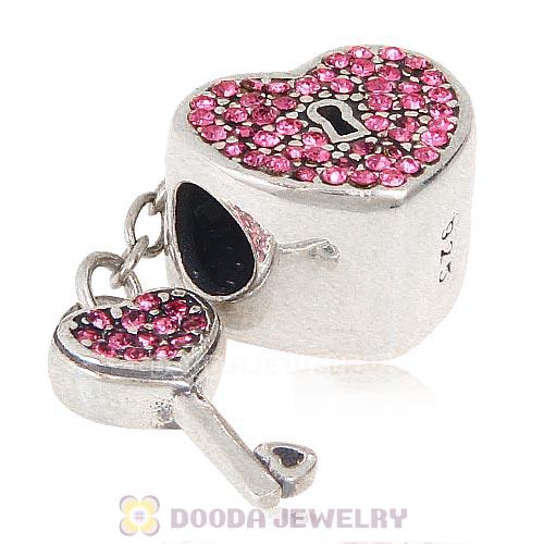 Sterling Silver Locks of Love Charm with Rose Austrian Crystal
