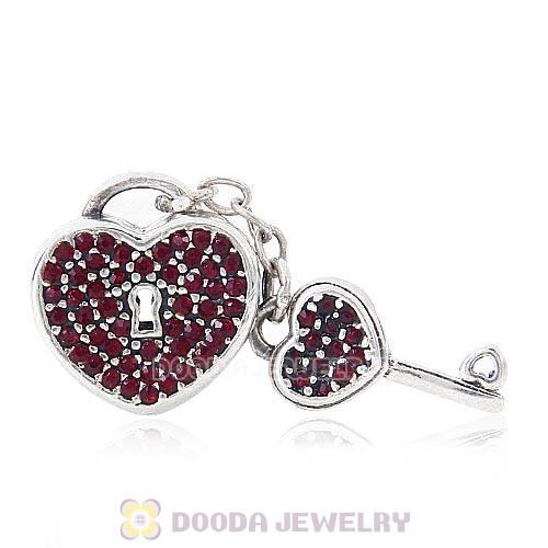 Sterling Silver Locks of Love Charm with Siam Austrian Crystal