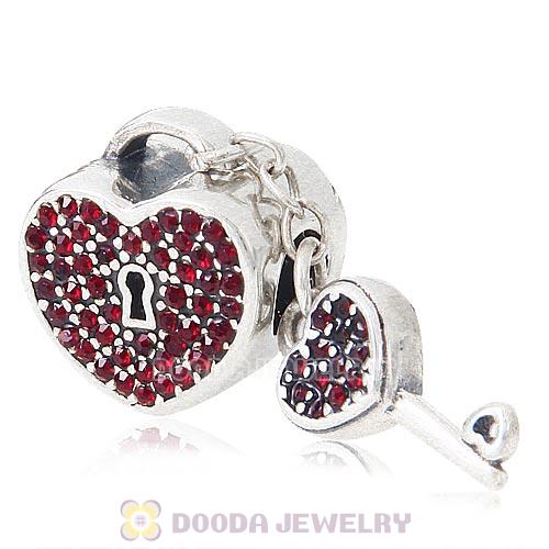 Sterling Silver Locks of Love Charm with Siam Austrian Crystal
