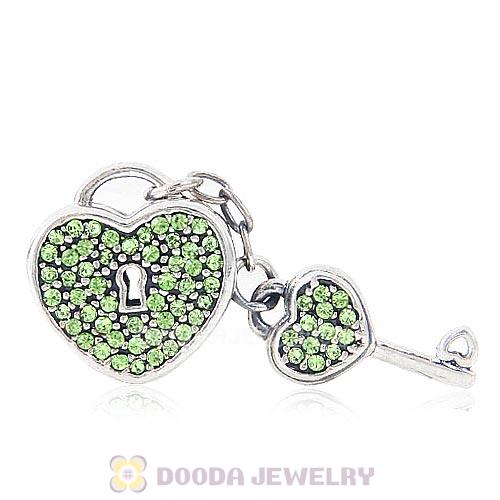 Sterling Silver Locks of Love Charm with Peridot Austrian Crystal