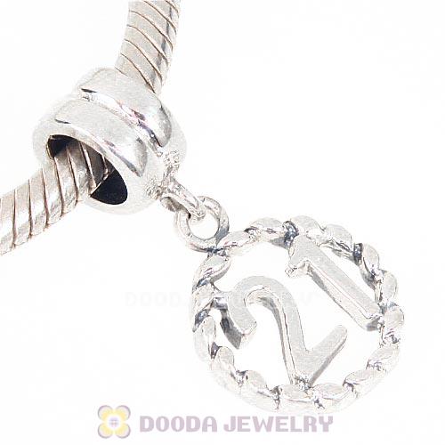 925 Sterling Silver Jewelry Charms Dangle lucky number 21