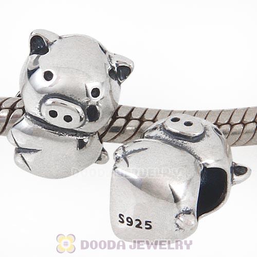 Sterling Silver Pig Charm Beads for European Charm Bracelets