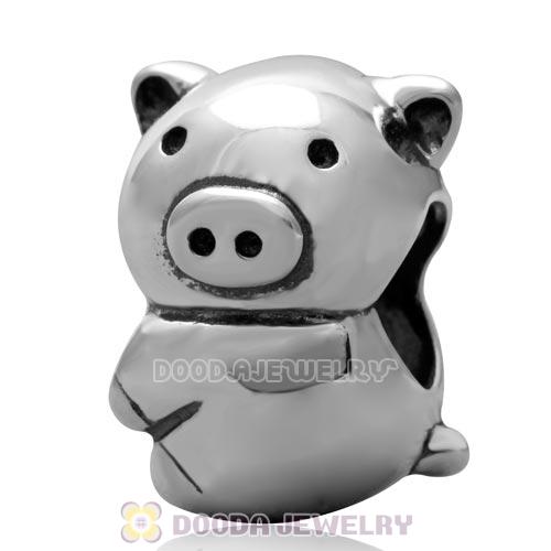 Sterling Silver Pig Charm Beads for European Charm Bracelets