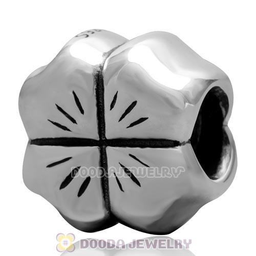 European style Sterling Silver Four Leaf Clover Charm Beads with Screw Thread