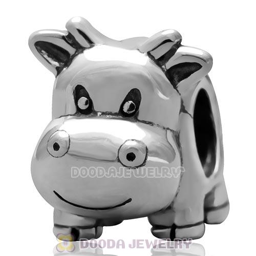 925 Sterling Silver Charm Jewelry Cute Cow Beads with Screw Thread Wholesale