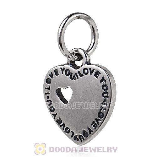 Antique Sterling Silver Dangle I LOVE YOU Heart Beads European Style