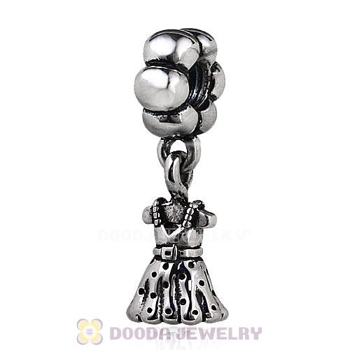 Party Girl Dress Dangle Charms 925 Sterling Silver