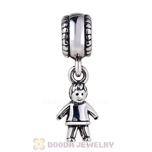 High Quality 925 Sterling Silver Happy Boy Dangle Charms with Screw Thread