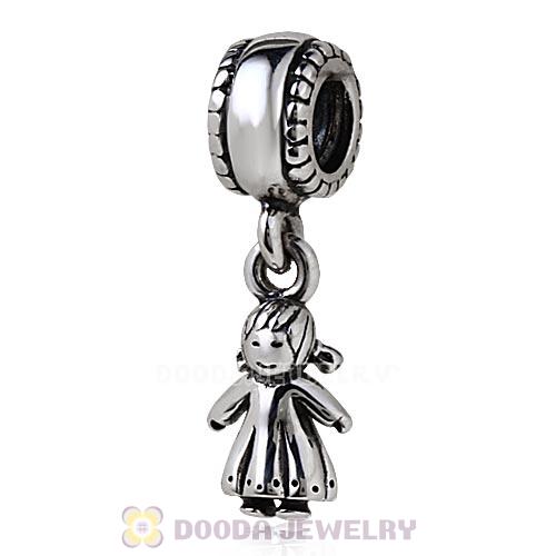 Authentic 925 Sterling Silver Little Girl Dangle Charms with Screw Thread