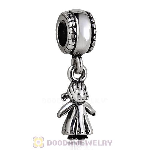 Authentic 925 Sterling Silver Little Girl Dangle Charms with Screw Thread