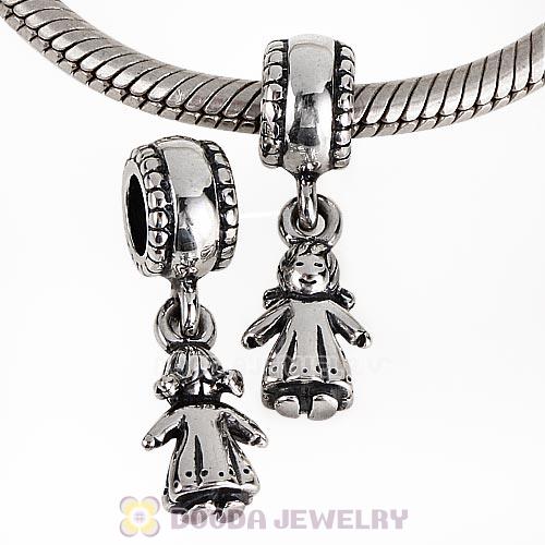 Authentic 925 Sterling Silver Little Girl Dangle Charms with Screw Thread