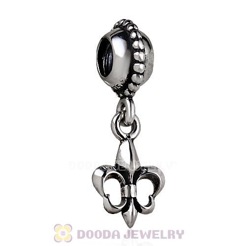 New Authentic 925 Sterling Silver Fleur de Lis Dangle Charms with Screw Thread for Bracelet