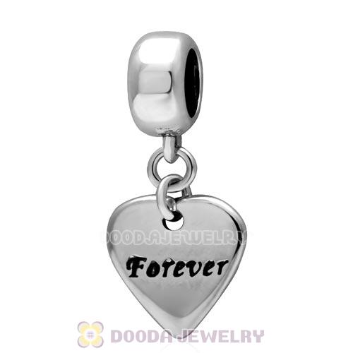 Antique Sterling Silver Dangle Forever Heart Beads European Style