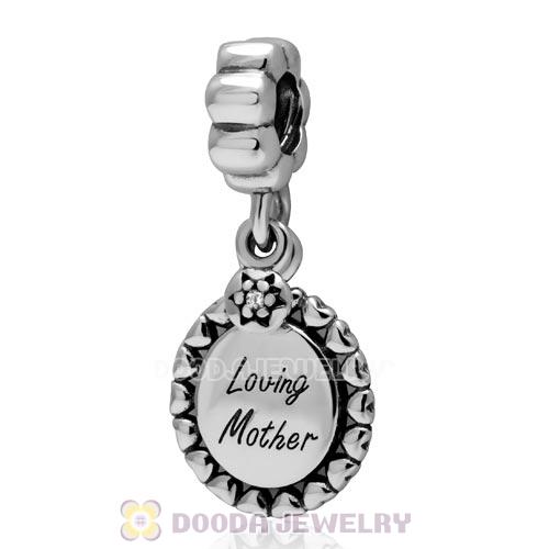 New High Quality 925 Sterling Silver Dangle Loving Mother with Clear CZ Charm for Barcelet