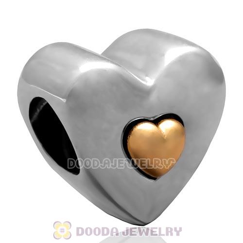 Antique Sterling Silver glod plated Love heart Happy Anniversary Charm Beads with Screw Thread