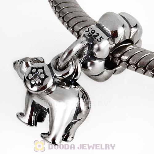 Antique Sterling Silver Dangle Polar Bear Charm Beads with Screw Thread