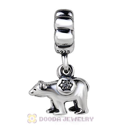 Antique Sterling Silver Dangle Polar Bear Charm Beads with Screw Thread