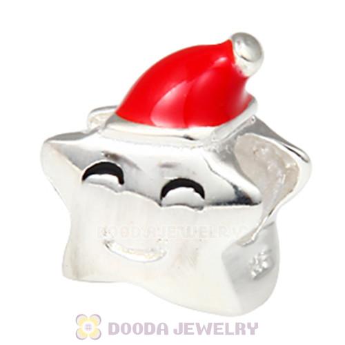 European Style Christmas Lucky Star Charm Beads Enamel Red Christmas Hats