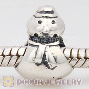 Solid Sterling Silver European Style Christmas Snowman Beads and Charms