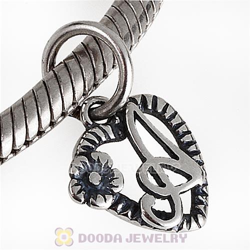 New Style Authentic Sterling Silver Heart Dangle Letter A Beads