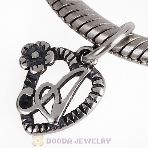 New Style Authentic Sterling Silver Heart Dangle Letter A Beads